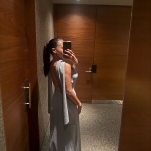 Bobbles & Lace Gray Knit Shawl Dress